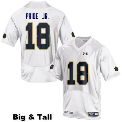 Notre Dame Fighting Irish Men's Troy Pride Jr. #18 White Under Armour Authentic Stitched Big & Tall College NCAA Football Jersey DAC6099MZ